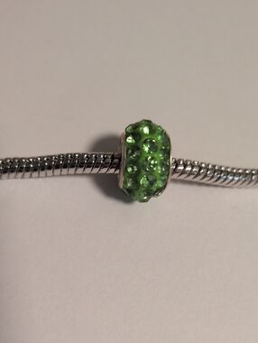 Green Crystal Rhinestones Spacer Charm for Pandora Style Bracelet